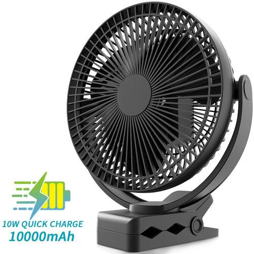 10000mAh Rechargeable Portable Fan, 8-Inch Battery Operated Clip on - VirtuousWares:Global