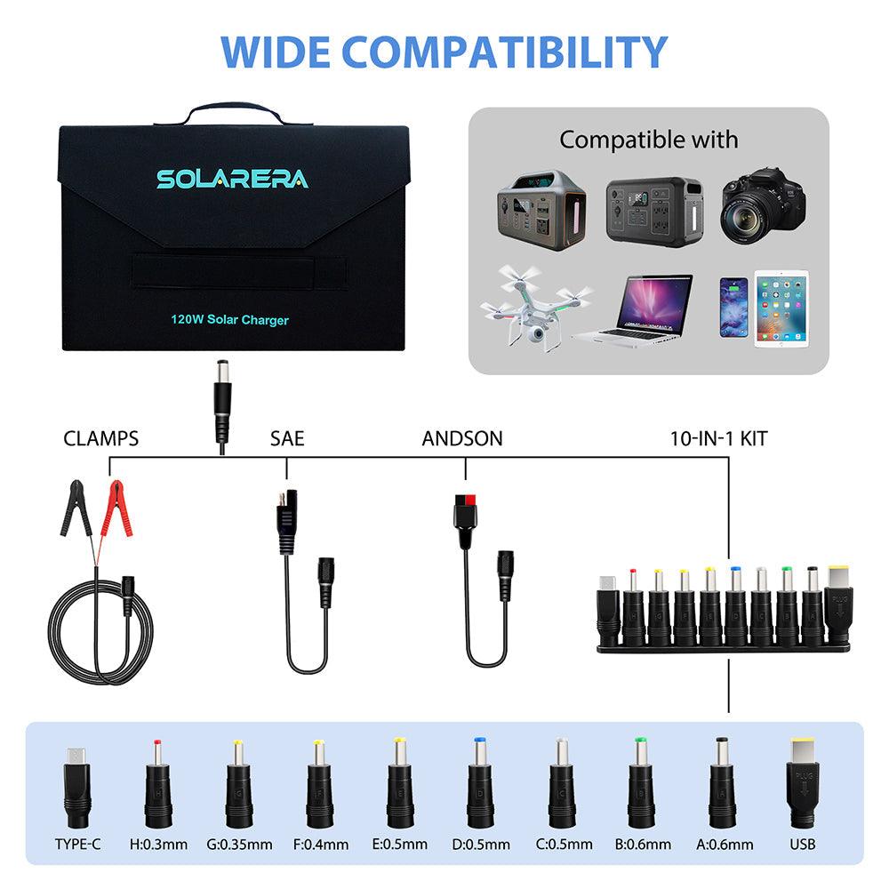 10/60/120W Portable Solar Panel Solar Battery Chargers Panel Outdoors - VirtuousWares:Global