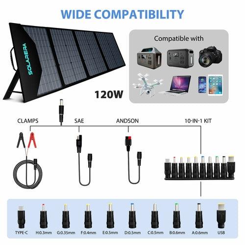 10/60/120W Portable Solar Panel Solar Battery Chargers Panel Outdoors - VirtuousWares:Global