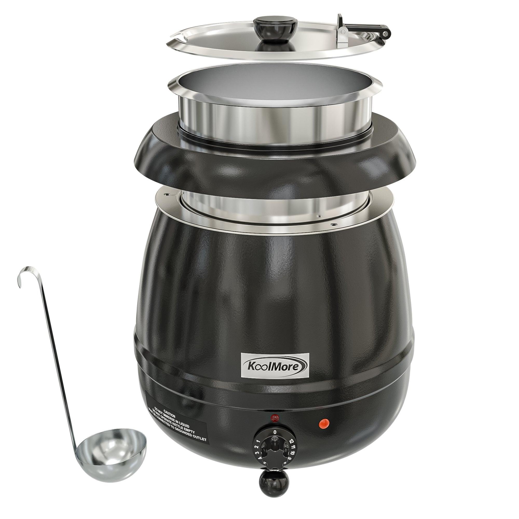 11.5 Qt. Round Countertop Black Stainless-Steel Food / Soup Kettle - VirtuousWares:Global