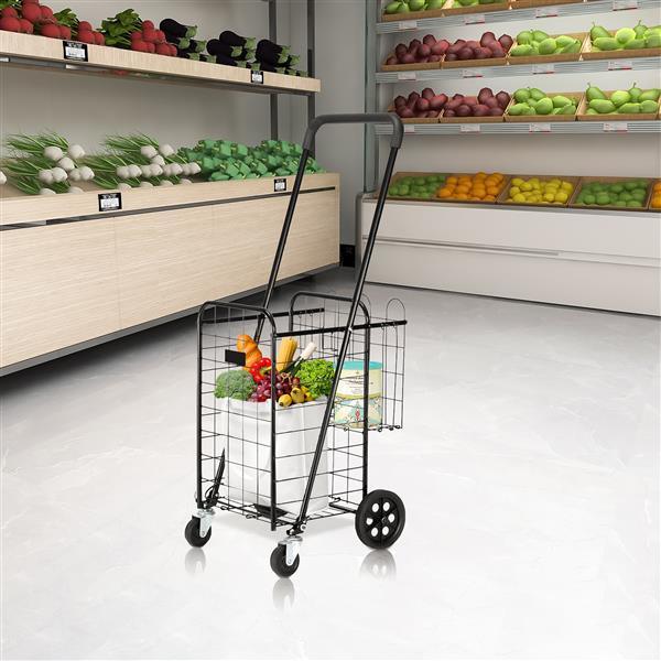 1100mm Telescopic Armrest 0.8mm 16# Round Tube Foldable Shopping Cart - VirtuousWares:Global