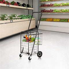 1100mm Telescopic Armrest 0.8mm 16# Round Tube Foldable Shopping Cart - VirtuousWares:Global