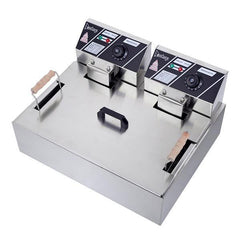 110V 12.7Qt/12L Stainless Steel Cylinder Electric Fryer 5000W - VirtuousWares:Global