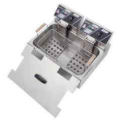 110V 12.7Qt/12L Stainless Steel Cylinder Electric Fryer 5000W - VirtuousWares:Global