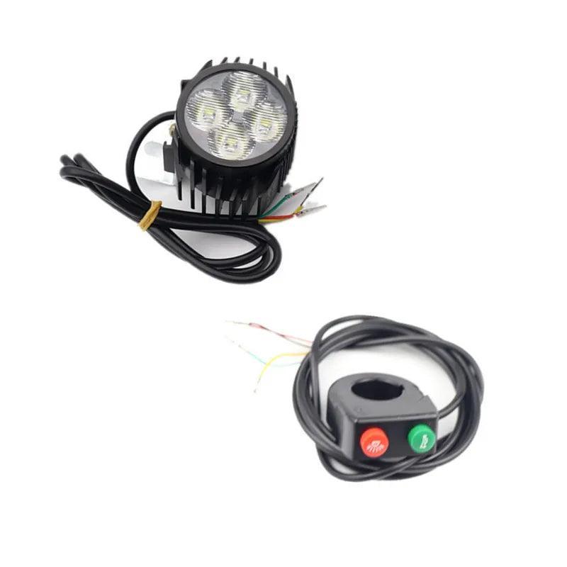 12-80V E-bike Front Lamp Light With Horn For Kugoo Electric Kick Scooter Electric Bicycle Led Headlights Cycling Part Accessory - VirtuousWares:Global