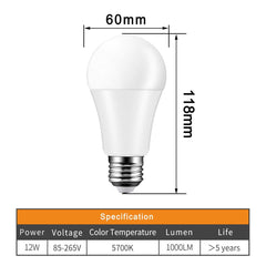 12W E27 Ball Bulb Auto Sensor Light for Garden - VirtuousWares:Global