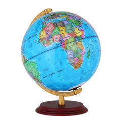 13in With Scale AR LED Light Globe ABS Sphere Wooden Base Political - VirtuousWares:Global