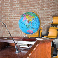 13in With Scale AR LED Light Globe ABS Sphere Wooden Base Political - VirtuousWares:Global