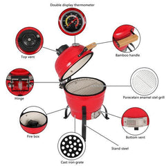13inch Round Ceramic Charcoal Grill - VirtuousWares:Global