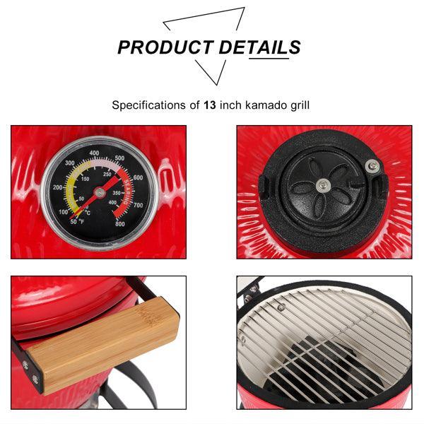 13inch Round Ceramic Charcoal Grill - VirtuousWares:Global