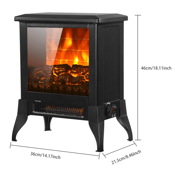 14 inch 1400w Freestanding Fireplace With Ntc Temperature Control Knob - VirtuousWares:Global