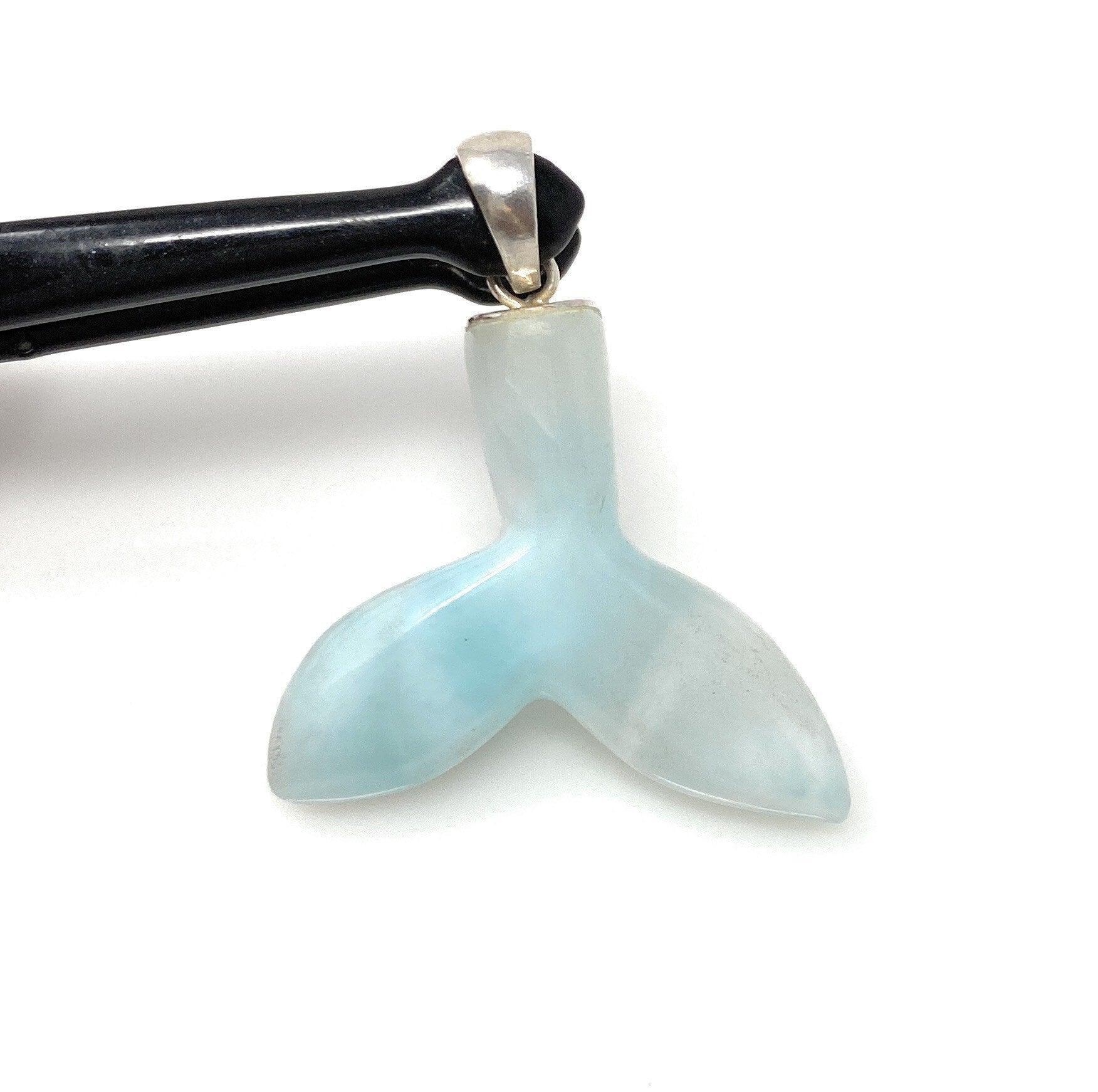 14g Larimar Mermaid Tail Pendant, Sterling Silver Pendant, Bohemian - VirtuousWares:Global