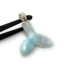 14g Larimar Mermaid Tail Pendant, Sterling Silver Pendant, Bohemian - VirtuousWares:Global