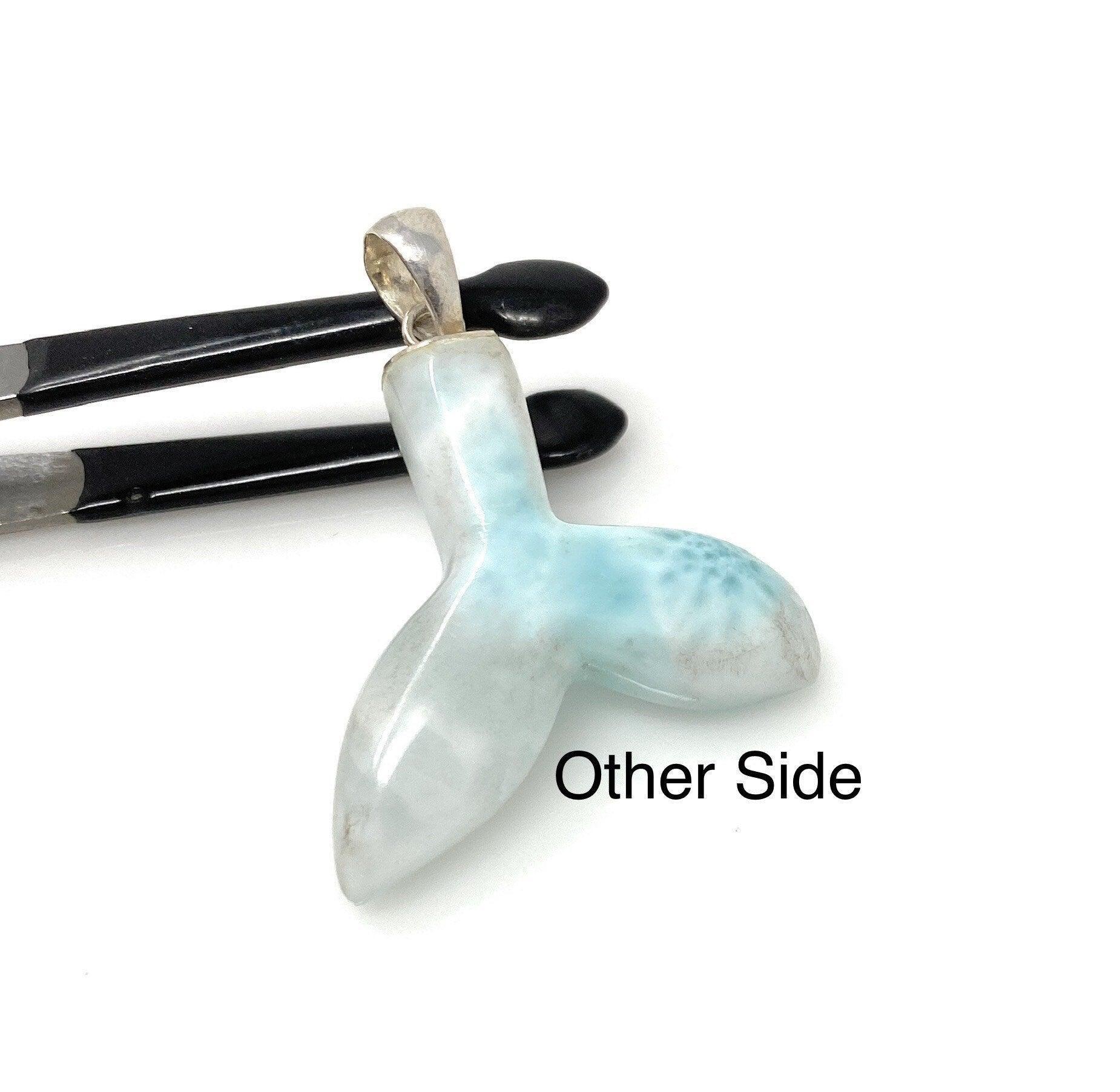 14g Larimar Mermaid Tail Pendant, Sterling Silver Pendant, Bohemian - VirtuousWares:Global