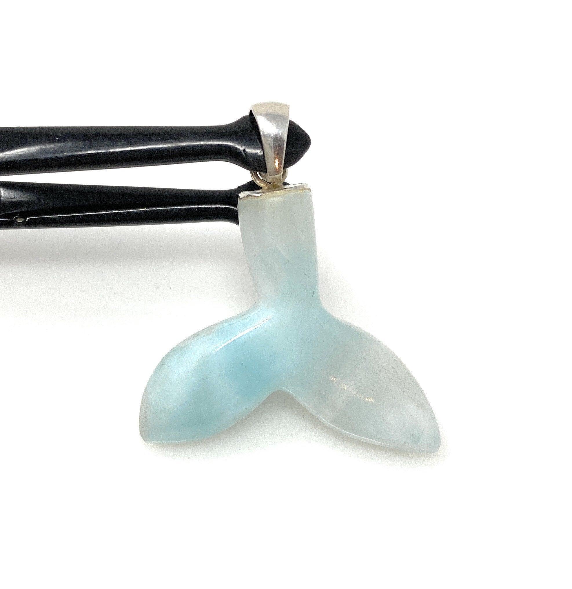 14g Larimar Mermaid Tail Pendant, Sterling Silver Pendant, Bohemian - VirtuousWares:Global