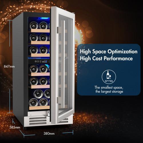 15 Inch Dual Zone Wine Cooler Refrigerator Wine Fridge - VirtuousWares:Global