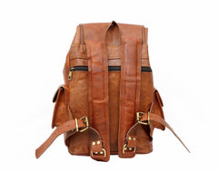 15 Inch Vintage Brown Genuine Leather Women Backpack Bag - VirtuousWares:Global