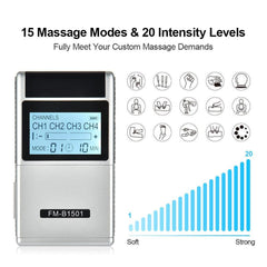 15 Mode Electric Tens Muscle Stimulator Ems Acupuncture Body Massage - VirtuousWares:Global