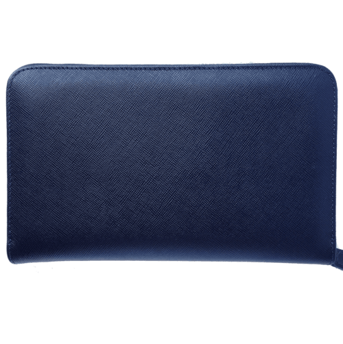 16 Credit Card Saffiano Organizer Zipped Wallet Blue - VirtuousWares:Global