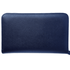 16 Credit Card Saffiano Organizer Zipped Wallet Blue - VirtuousWares:Global