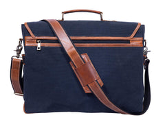 16 Inch Canvas Leather Briefcase Computer Laptop Book Large Satchel - VirtuousWares:Global