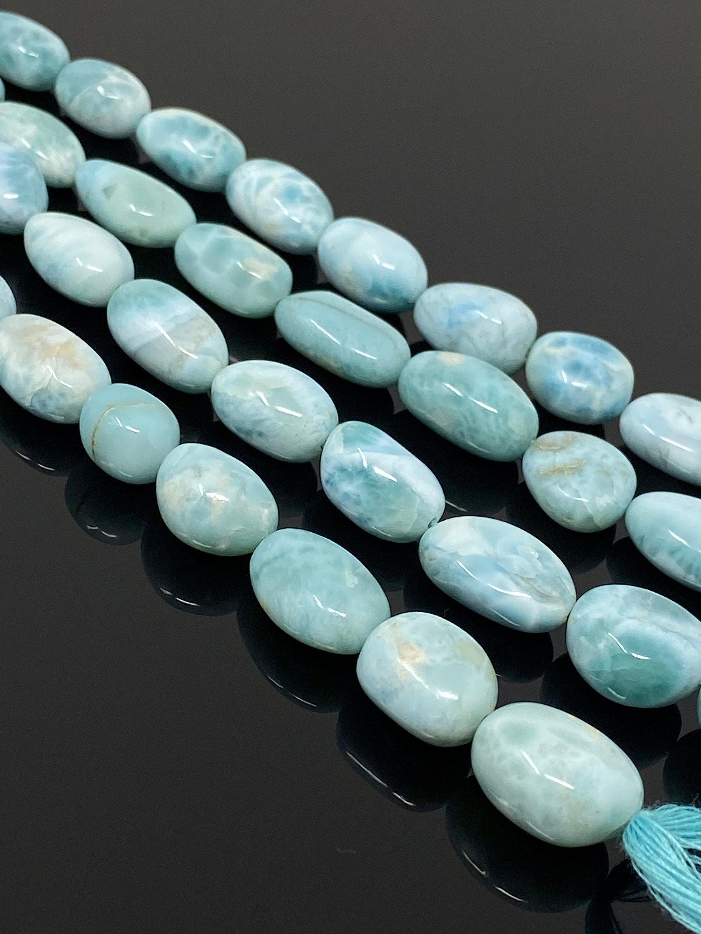 16” Larimar Beads, Gemstone Beads, Genuine Dominican Republic Larimar - VirtuousWares:Global