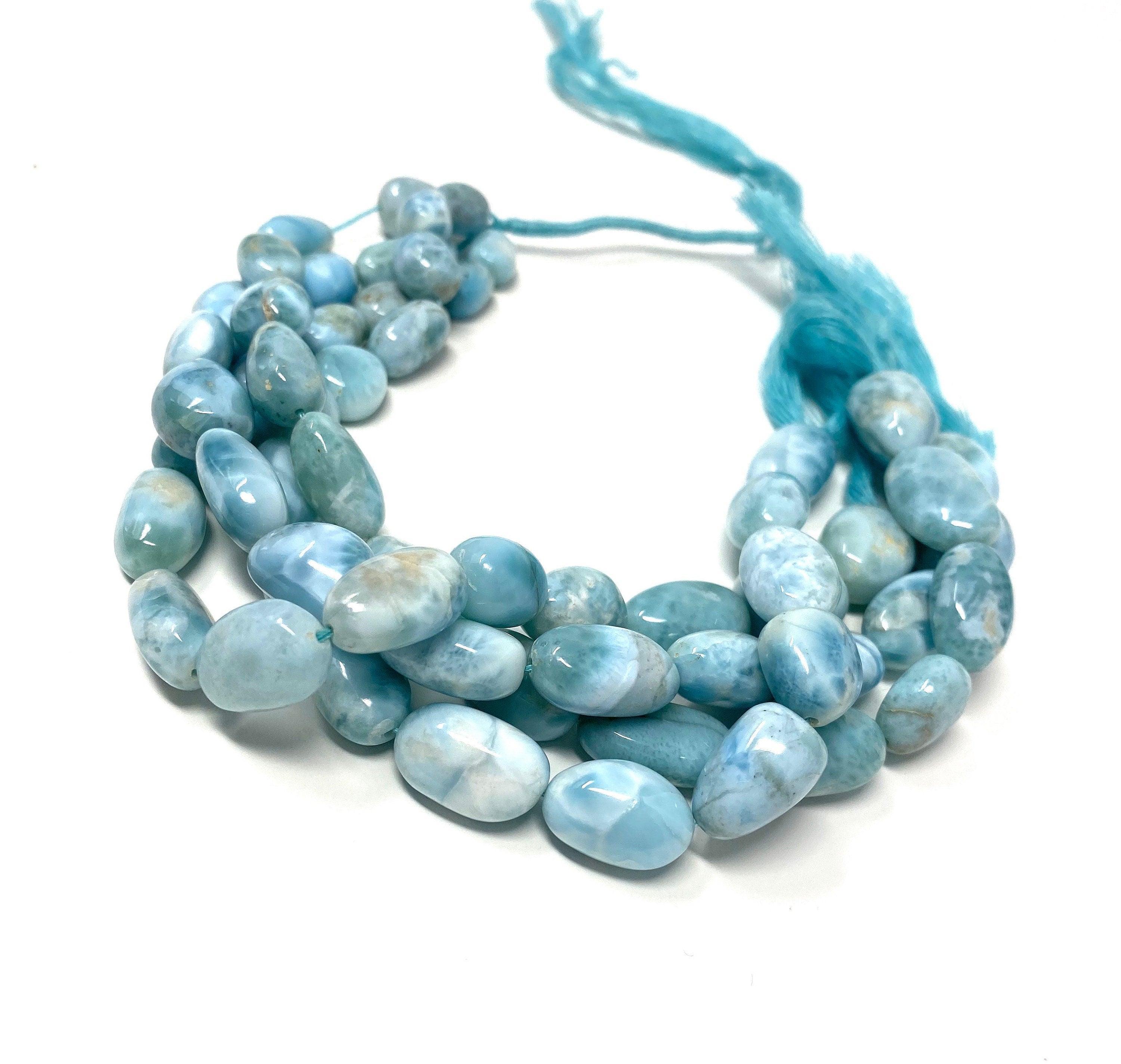 16” Larimar Beads, Gemstone Beads, Genuine Dominican Republic Larimar - VirtuousWares:Global