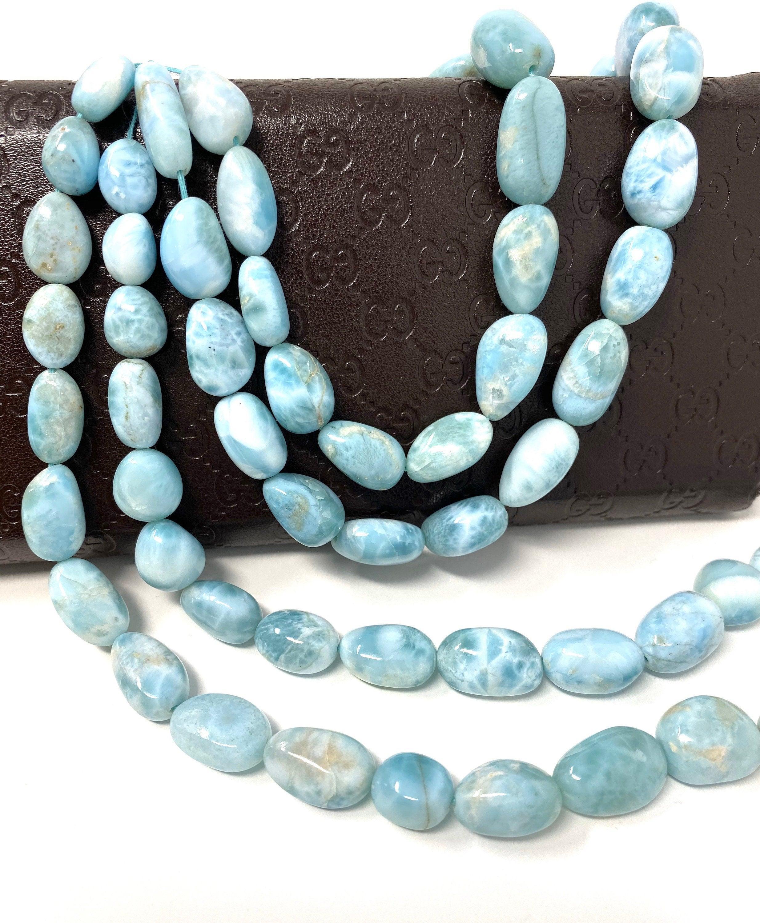 16” Larimar Beads, Gemstone Beads, Genuine Dominican Republic Larimar - VirtuousWares:Global