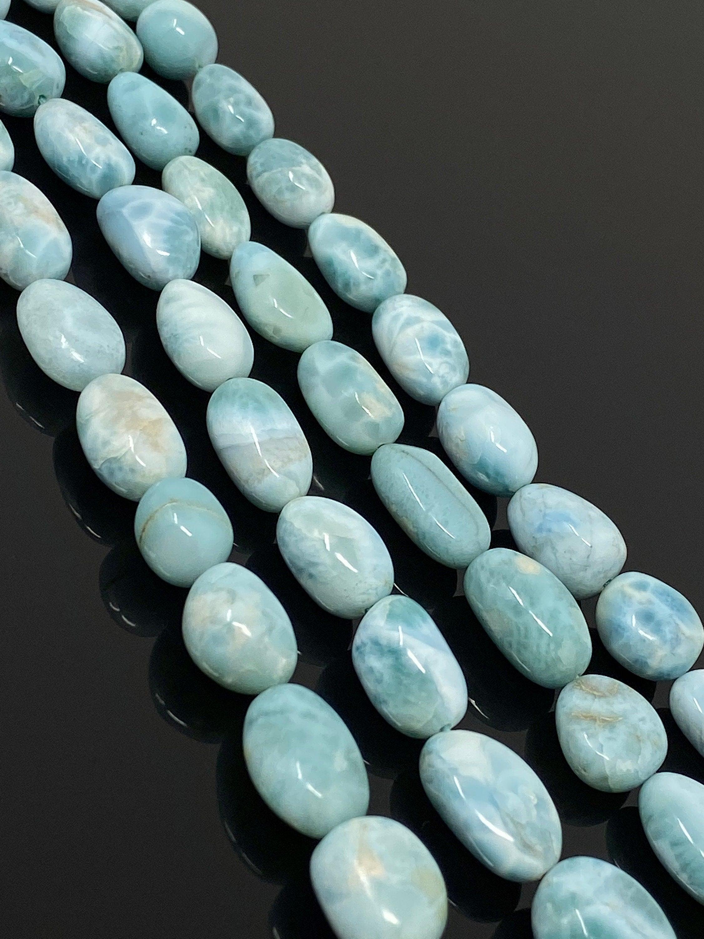 16” Larimar Beads, Gemstone Beads, Genuine Dominican Republic Larimar - VirtuousWares:Global