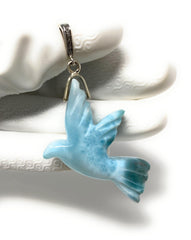16g Rare Large Larimar Bird Pendant, Pave Diamond Larimar Pendant, - VirtuousWares:Global