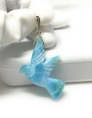 16g Rare Large Larimar Bird Pendant, Pave Diamond Larimar Pendant, - VirtuousWares:Global