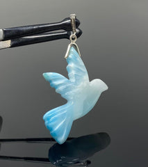 16g Rare Large Larimar Bird Pendant, Pave Diamond Larimar Pendant, - VirtuousWares:Global