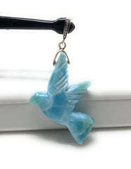 16g Rare Large Larimar Bird Pendant, Pave Diamond Larimar Pendant, - VirtuousWares:Global