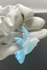 16g Rare Large Larimar Bird Pendant, Pave Diamond Larimar Pendant, - VirtuousWares:Global