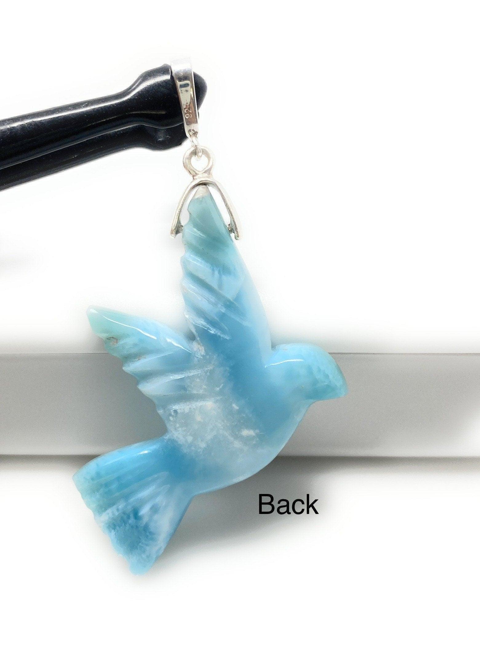 16g Rare Large Larimar Bird Pendant, Pave Diamond Larimar Pendant, - VirtuousWares:Global