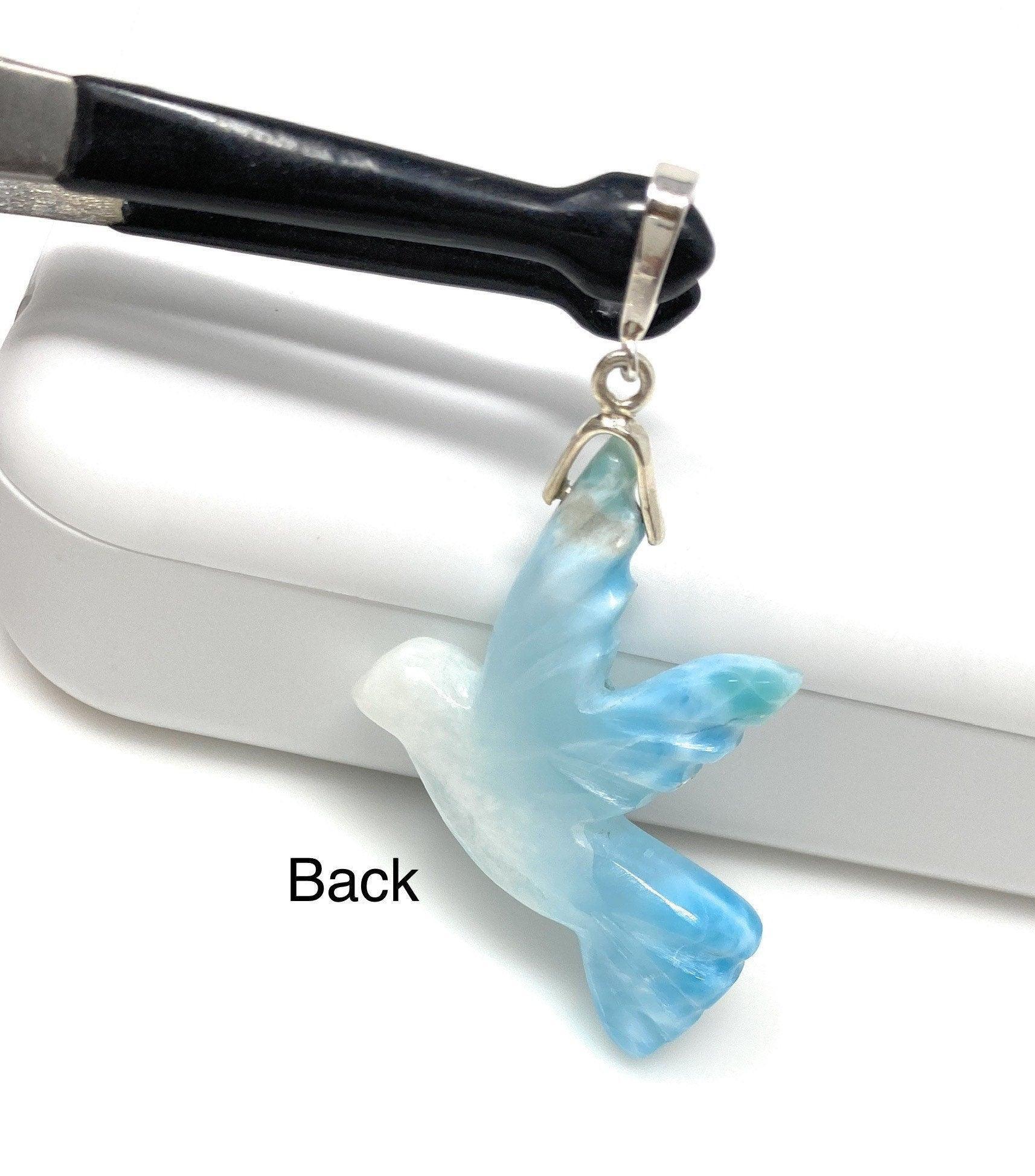 16g Rare Large Larimar Bird Pendant, Pave Diamond Larimar Pendant, - VirtuousWares:Global