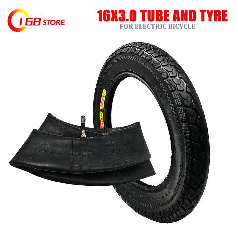 16x3.0 Inner Tube Outer Tyre 16Inch Tire Fits for Electric bicycle (e-bikes) Kid Bikes Scooters - VirtuousWares:Global