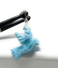 18g Rare Large Larimar Bird Pendant, Pave Diamond Larimar Pendant, - VirtuousWares:Global