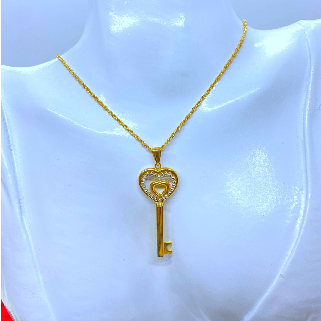 18K Real Gold Heart Key Necklace 18” - VirtuousWares:Global