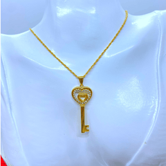 18K Real Gold Heart Key Necklace 18” - VirtuousWares:Global