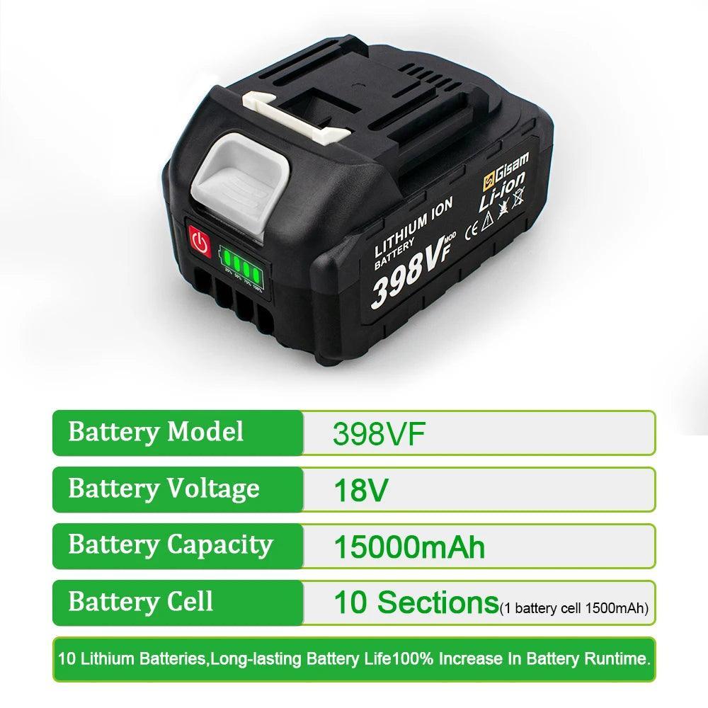 18V Rechargeable Lithium Ion Battery 22500mAh 15000mAh Lithium Battery With Battery indicator For Makita Power Tools Battery - VirtuousWares:Global