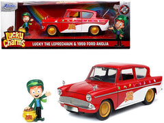 1959 Ford Anglia Red and White with Lucky the Leprechaun Diecast - VirtuousWares:Global