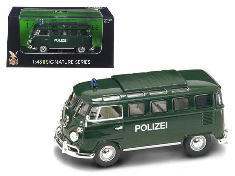 1962 Volkswagen Microbus Police Green 1/43 Diecast Car Model by Road - VirtuousWares:Global
