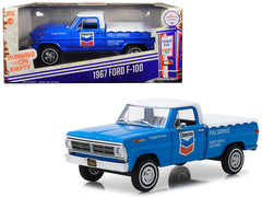1967 Ford F-100 with Bed Cover \Chevron Full Service\" Blue with White - VirtuousWares:Global