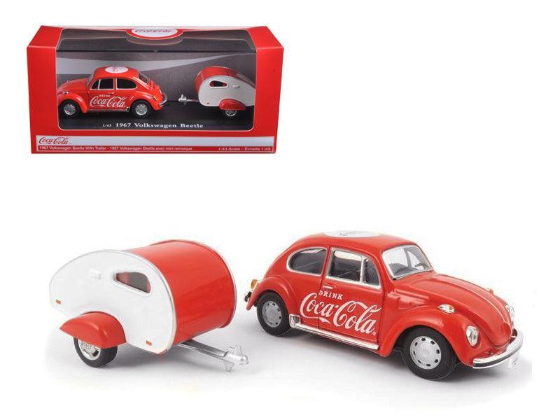 1967 Volkswagen Beetle Red with Teardrop Travel Trailer Red and White - VirtuousWares:Global