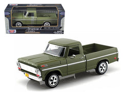 1969 Ford F-100 Pickup Truck Green 1/24 Diecast Car Model by Motormax - VirtuousWares:Global
