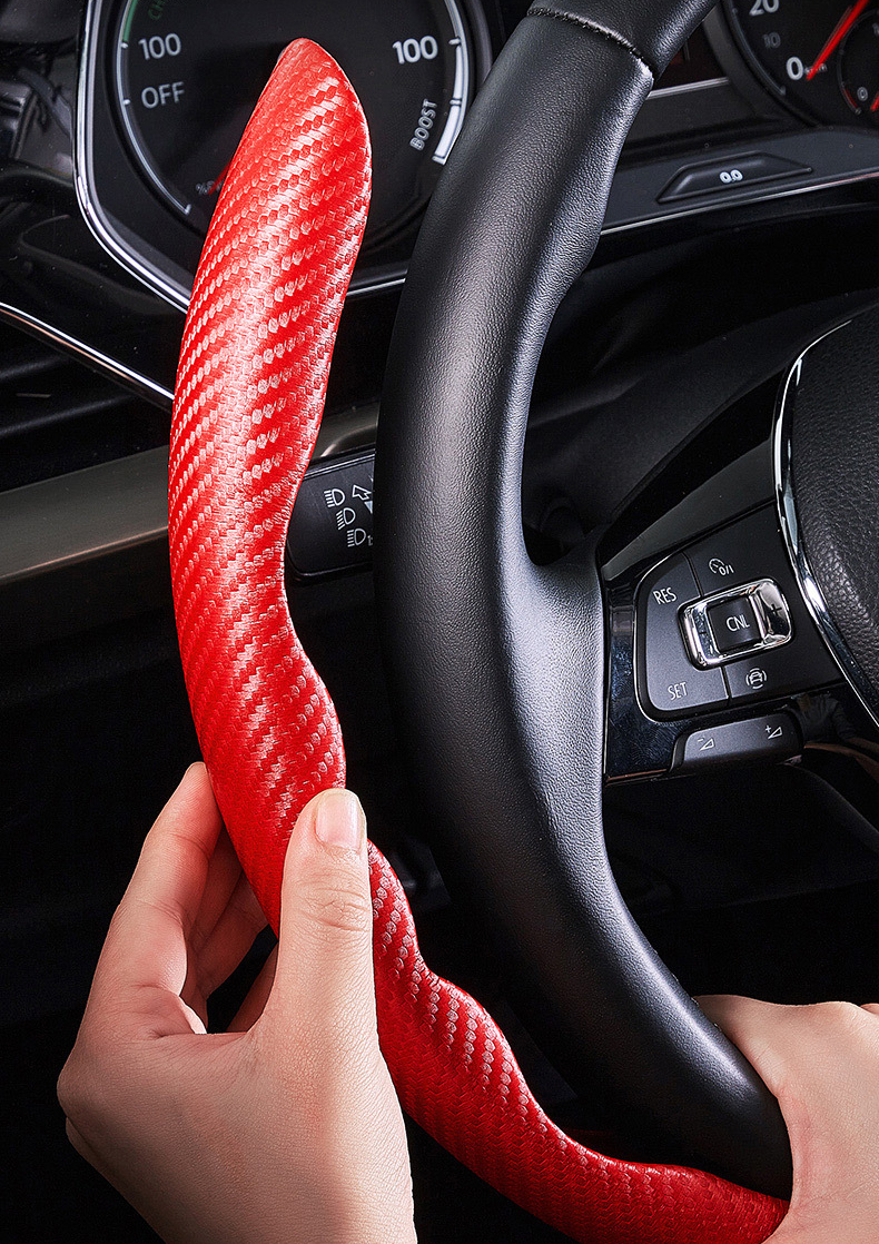 1Pair Carbon Fiber Universal Car Steering Wheel Cover - VirtuousWares:Global