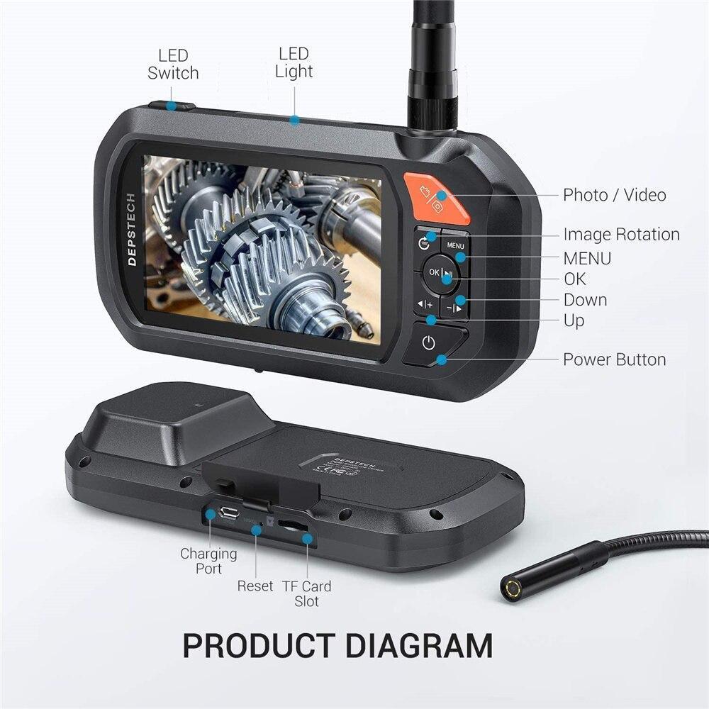 2.0 MP HD Endoscope Industrial Borescope 4.3in IPS Screen IP67 - VirtuousWares:Global