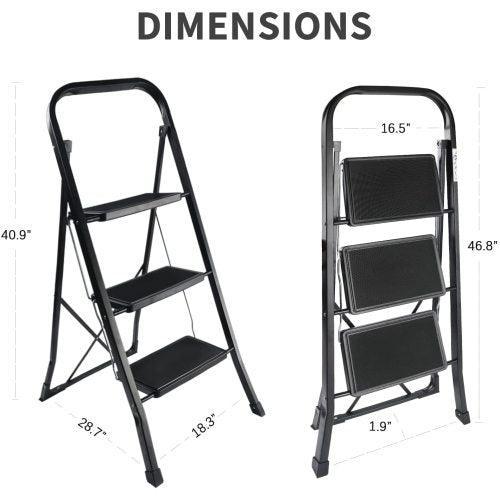 2-4 Step Sturdy Steel Ladder Folding Step Stool with Anti-Slip Pedal - VirtuousWares:Global