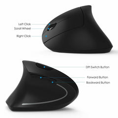 2.4G Wireless Ergonomic Vertical Mouse - VirtuousWares:Global